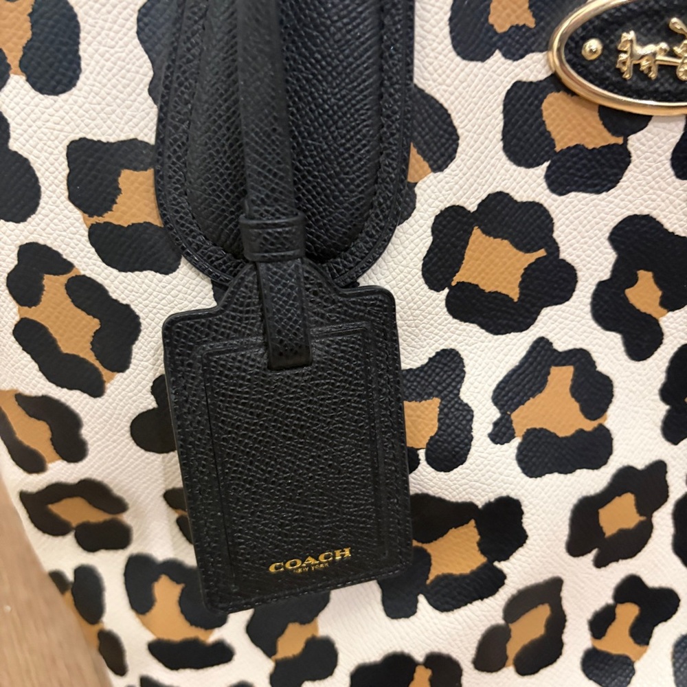 Coach Leopard Print Tote - Black and Tan - Picture 7 of 17